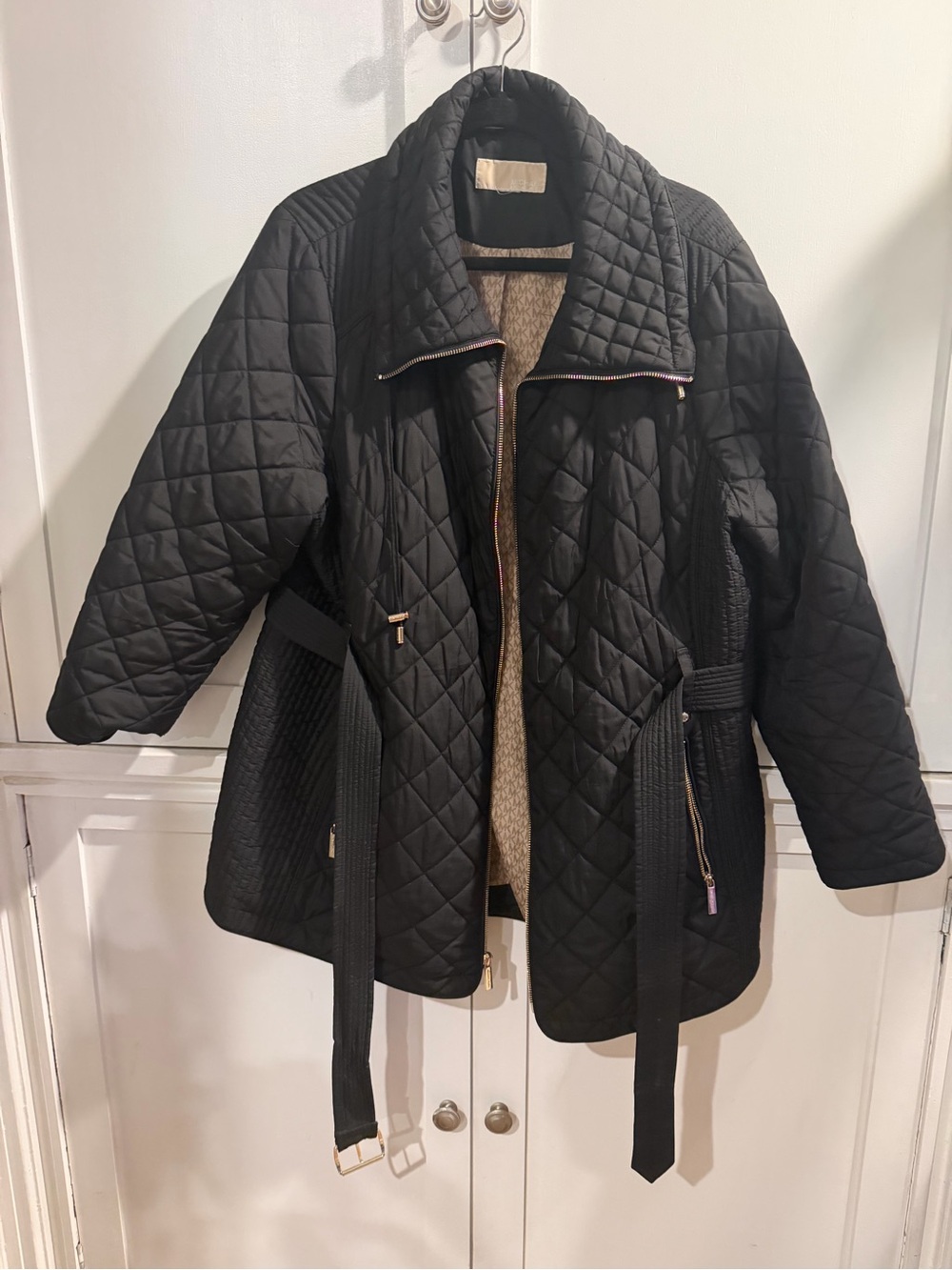 Michael Kors Quilted Black Belted Women's Jacket